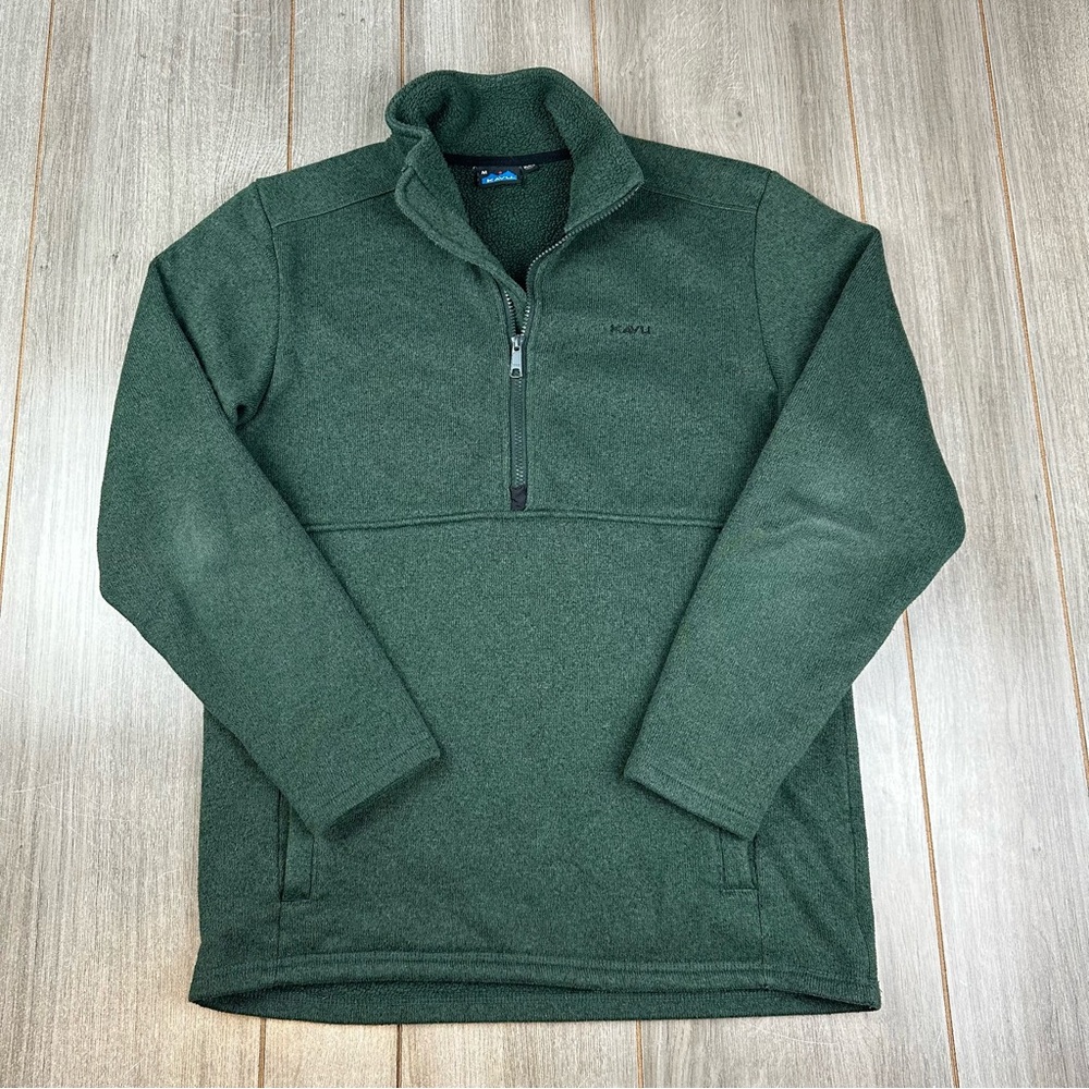 KAVU 1/2 Zip Pullover Sweater Fleece Men’s M Solid Green